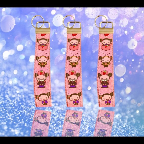 Cute strawberry theme Pucca wristlet, key fob - Picture 4 of 9